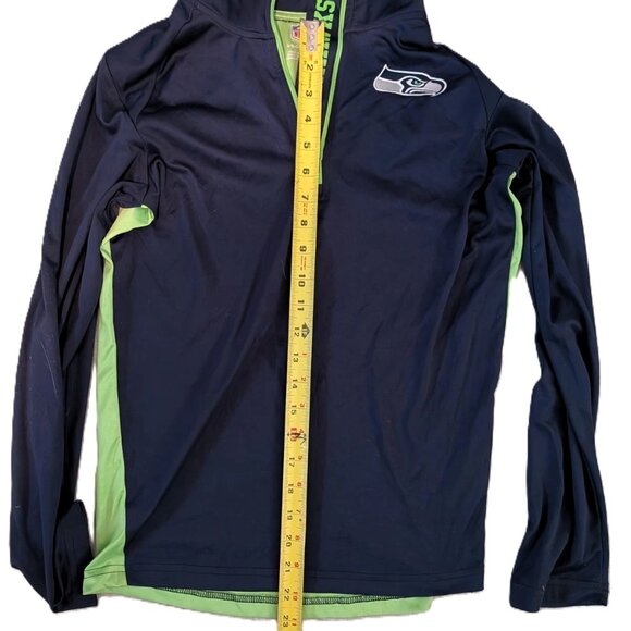 Seattle Seahawks Youth Medium Pullover Sweater Navy Green NFL 1/4 Zip Unisex - Picture 11 of 12